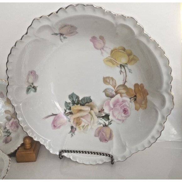 Antique Bavaria Schumann Arzberg Porcelain Serving Bowl and 4 nappies 1920's - Picture 2 of 16